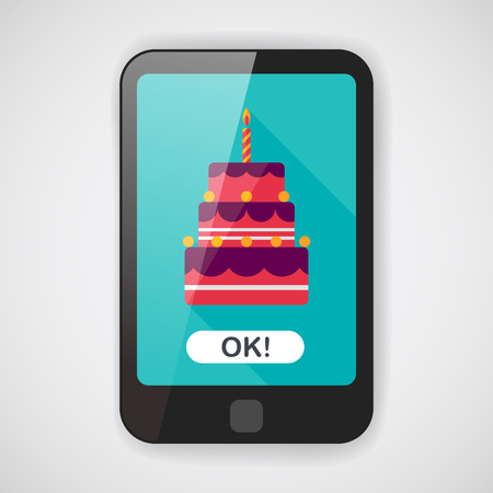 birthday cake flat icon with long shadow,eps10のイラスト素材