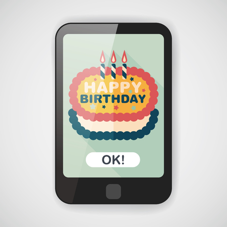birthday cake flat icon with long shadow のイラスト素材