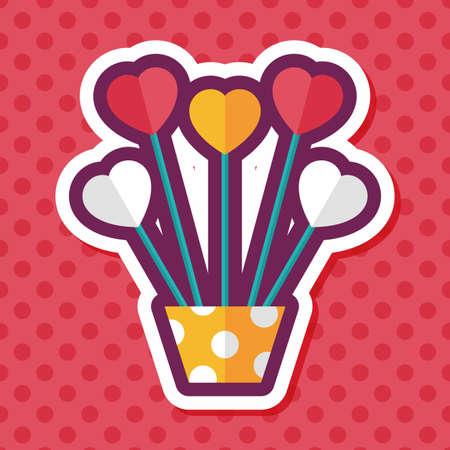 heart flower flat icon with long shadow,eps10のイラスト素材