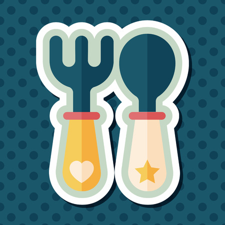 dishware and cutlery flat icon with long shadow,eps10のイラスト素材