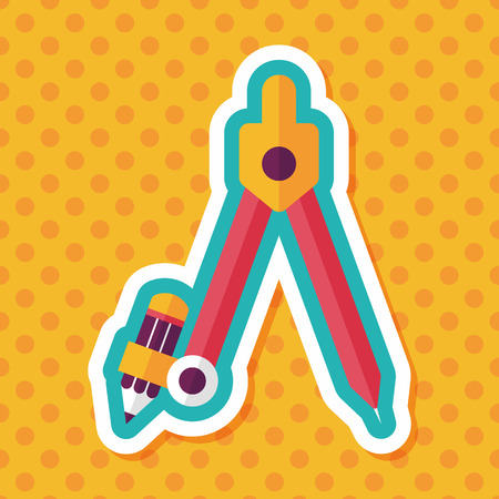 Compass Pencil flat icon with long shadow,eps10のイラスト素材