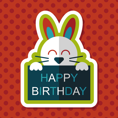 Happy birthday rabbit card flat icon with long shadow,eps10のイラスト素材