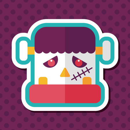Frankenstein flat icon with long shadow,eps10のイラスト素材