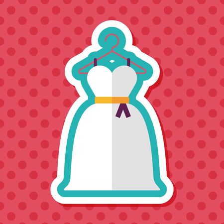 wedding dress flat icon with long shadow,eps10のイラスト素材