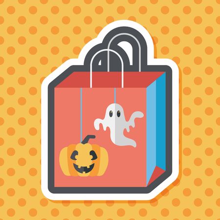 Halloween shopping bag flat icon with long shadow,eps10のイラスト素材