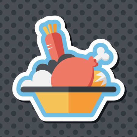 thanksgiving dinner flat icon with long shadowのイラスト素材