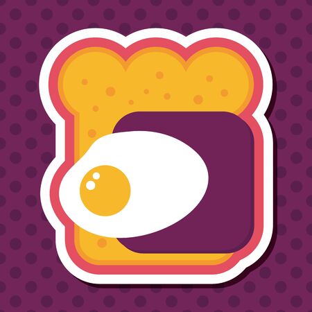 Ham toast flat icon with long shadow,eps10のイラスト素材