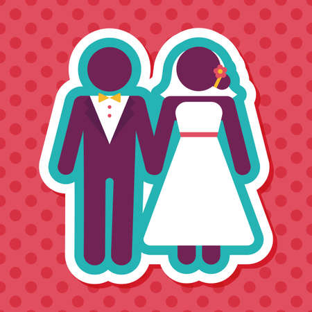 wedding couple flat icon with long shadow,eps10のイラスト素材