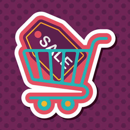 shopping cart flat icon with long shadow,eps10のイラスト素材