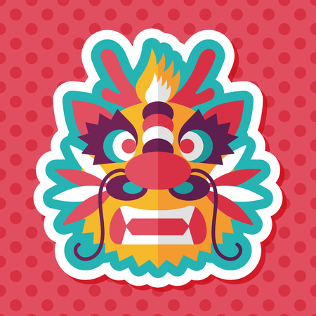 Chinese New Year flat icon with long shadow,eps10,The dragon and lion dancing headのイラスト素材
