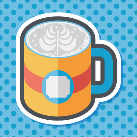 coffee latte art flat icon with long shadow,eps10のイラスト素材