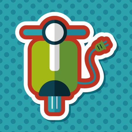 Environmental protection concept flat icon with long shadow,eps10; Reduce riding a motorcycle, reduce air pollution; Electric Motorcyclesのイラスト素材