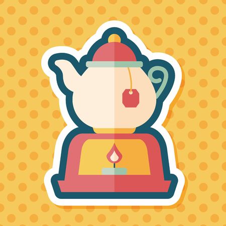 tea pot flat icon with long shadow,eps10のイラスト素材