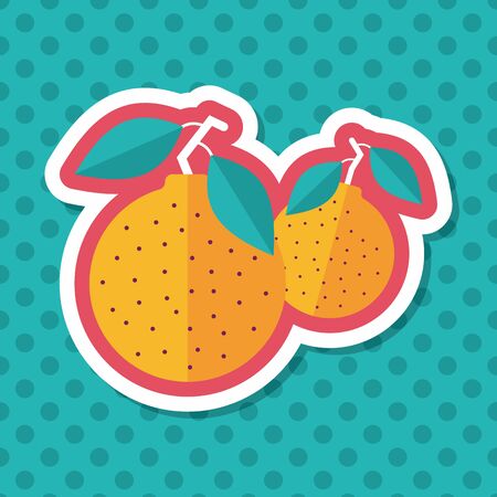 Chinese New Year Mandarin Oranges flat icon wtih long shadow,eps10のイラスト素材