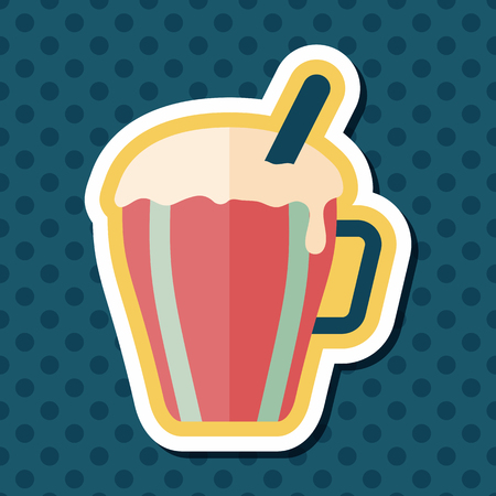 hot milk cream coffee flat icon with long shadow,eps10のイラスト素材