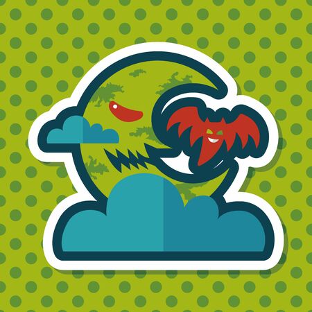 Halloween moon flat icon with long shadow,eps10のイラスト素材