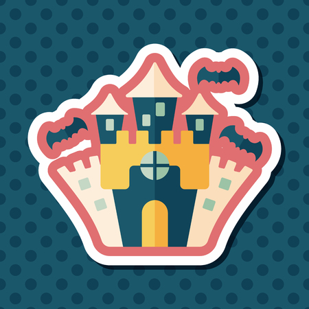 Halloween castle flat icon with long shadow,eps10のイラスト素材