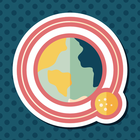 Space planet flat icon with long shadow,eps10のイラスト素材