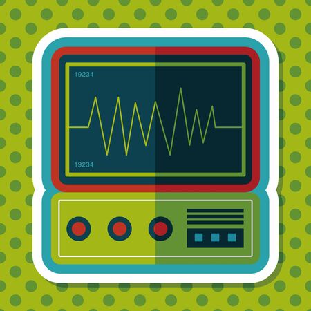 monitor in the ICU flat icon with long shadowのイラスト素材