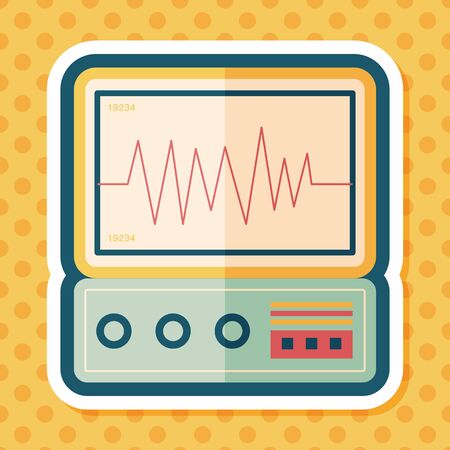 monitor in the ICU flat icon with long shadowのイラスト素材