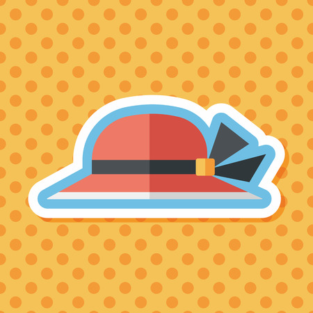 Women hat flat icon with long shadowのイラスト素材