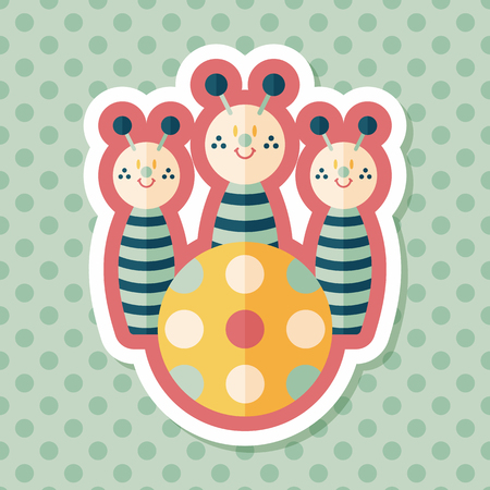 Bowling toy flat icon with long shadow,eps10のイラスト素材