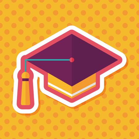 Education Cap flat icon with long shadow,eps10のイラスト素材