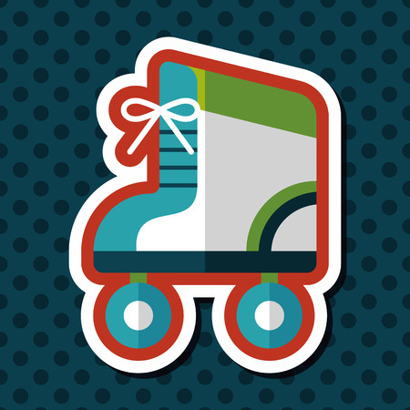 Roller skates flat icon with long shadowのイラスト素材