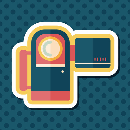 Video camera flat icon with long shadowのイラスト素材