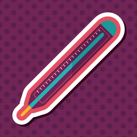 thermometer flat icon with long shadowのイラスト素材