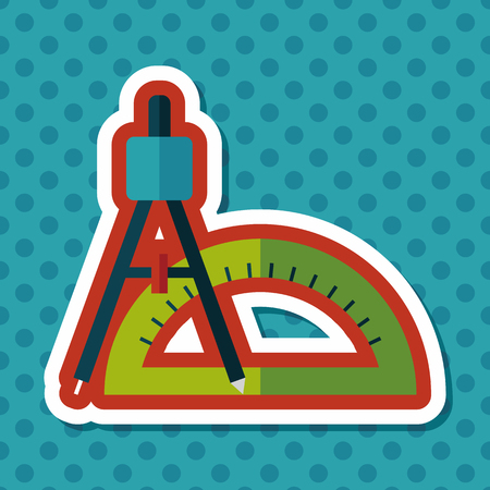 rulers and compass flat icon with long shadow,eps10のイラスト素材