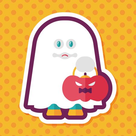 ghost flat icon with long shadow,eps10のイラスト素材
