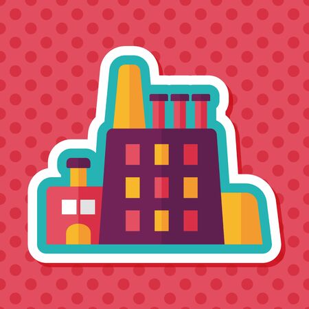 Building factory flat icon with long shadow,eps10のイラスト素材