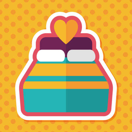 Valentine's Day lover bed flat icon with long shadow,eps10のイラスト素材