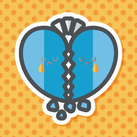 Valentine's Day broken heart flat icon with long shadow,eps10のイラスト素材