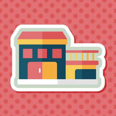 Building flat icon with long shadow,eps10のイラスト素材