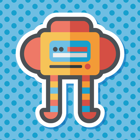 robot flat icon with long shadow,eps10のイラスト素材