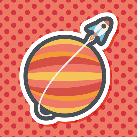 Space planet flat icon with long shadow,eps10のイラスト素材