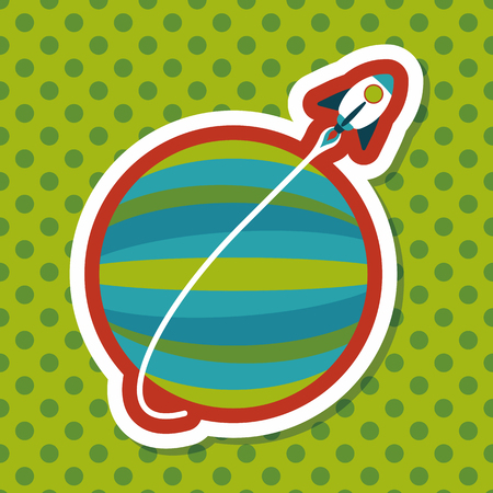 Space planet flat icon with long shadow,eps10のイラスト素材