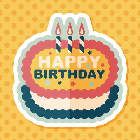 birthday cake flat icon with long shadow,eps10のイラスト素材