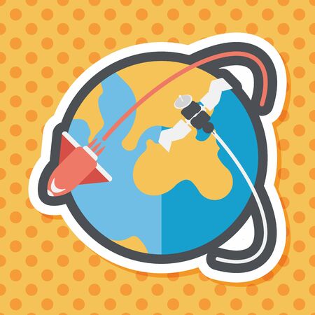 Space earth flat icon with long shadow,eps10のイラスト素材