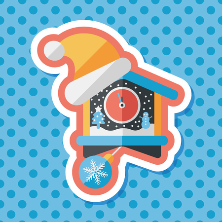 Christmas clock flat icon with long shadow,eps10のイラスト素材