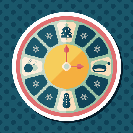 Christmas style clock flat icon with long shadow eps10のイラスト素材