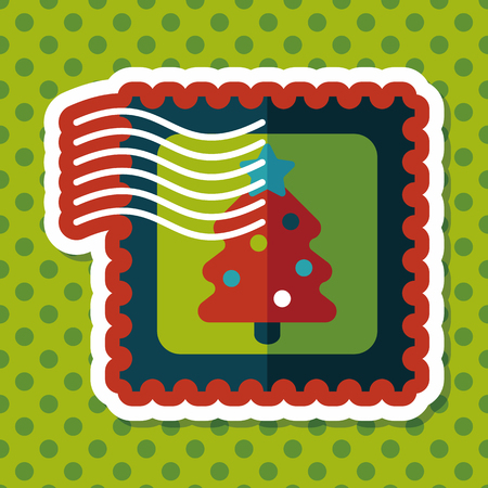 Christmas stamp flat icon with long shadow,eps10のイラスト素材