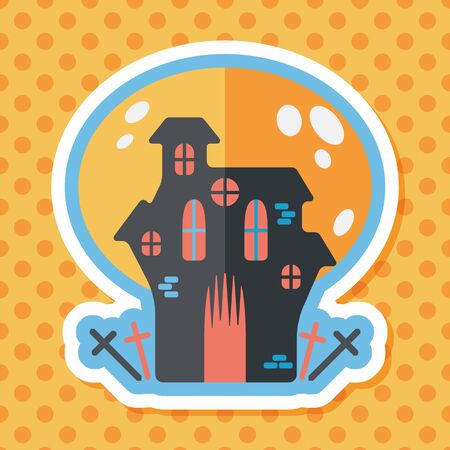 Halloween house flat icon with long shadowのイラスト素材