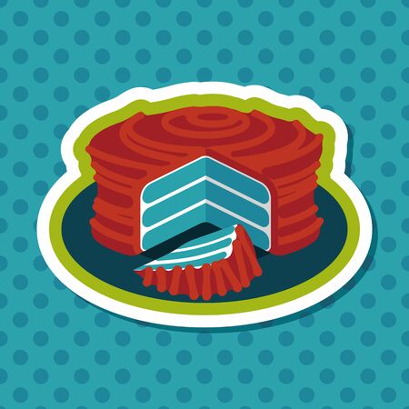 cake flat icon with long shadowのイラスト素材