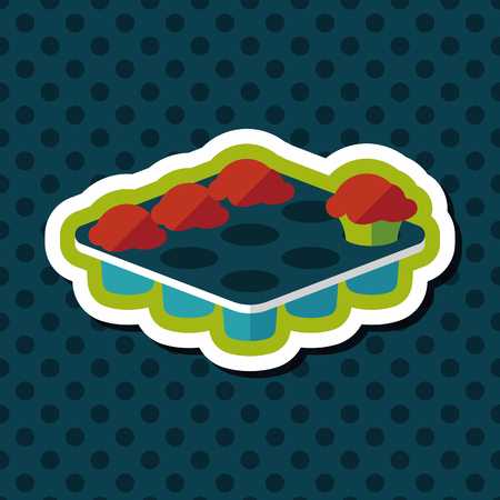 kitchenware baking plate flat icon with long shadowのイラスト素材