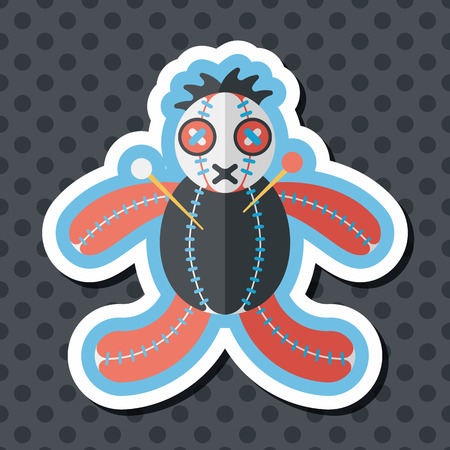 Halloween voodoo doll flat icon with long shadowのイラスト素材