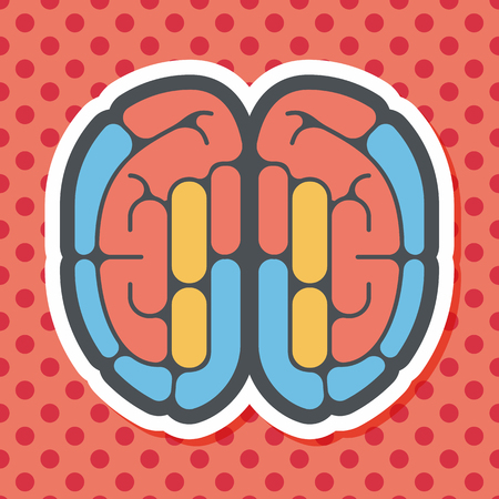 brain flat icon with long shadowのイラスト素材