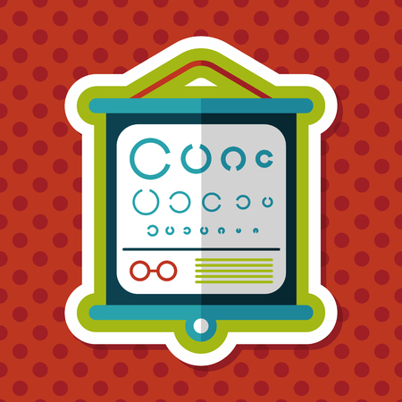 eye test chart flat icon with long shadowのイラスト素材